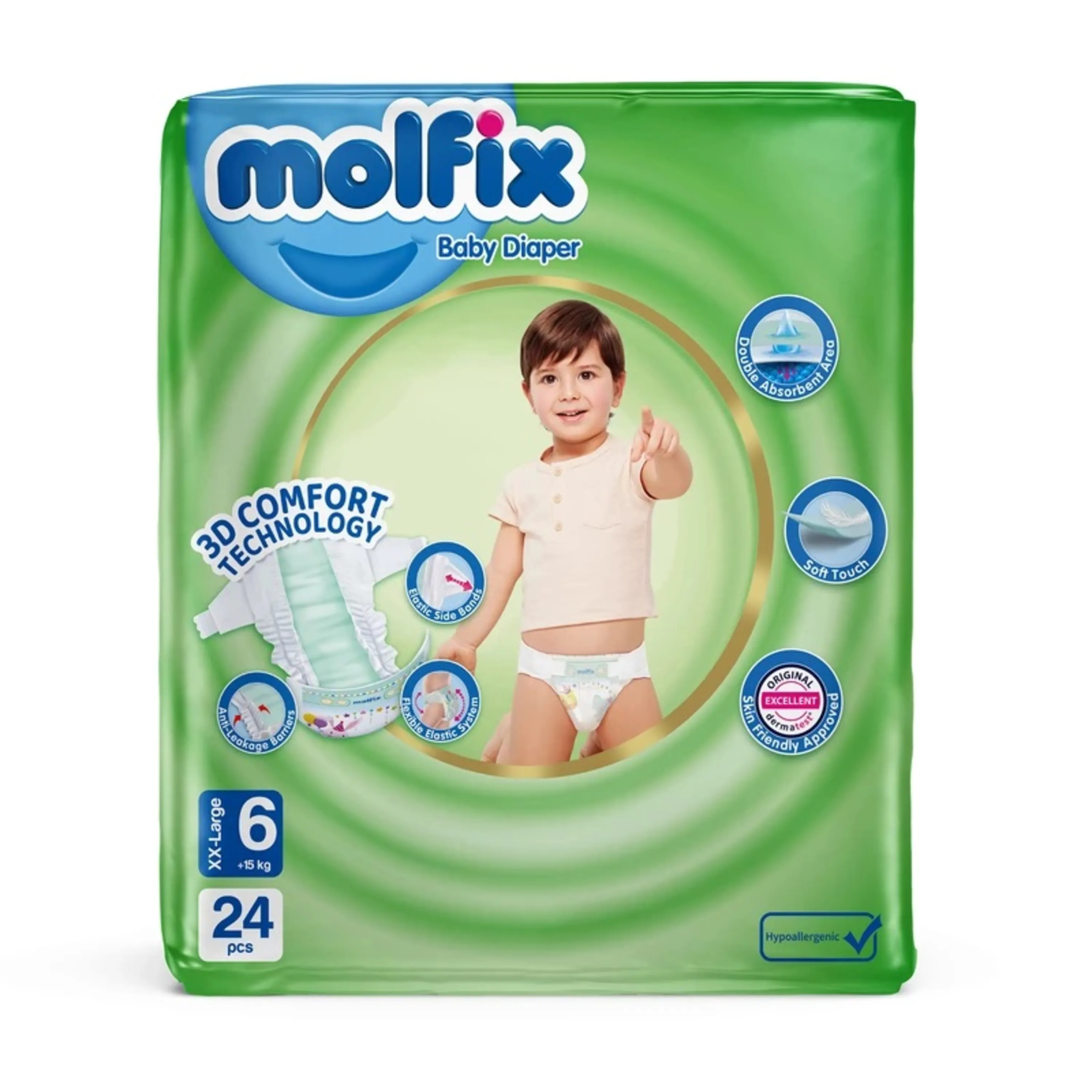 پوشک  مولفیکس سایز 6 بسته 24عددی پوشک  مولفیکس سایز 6 بسته 24عددی